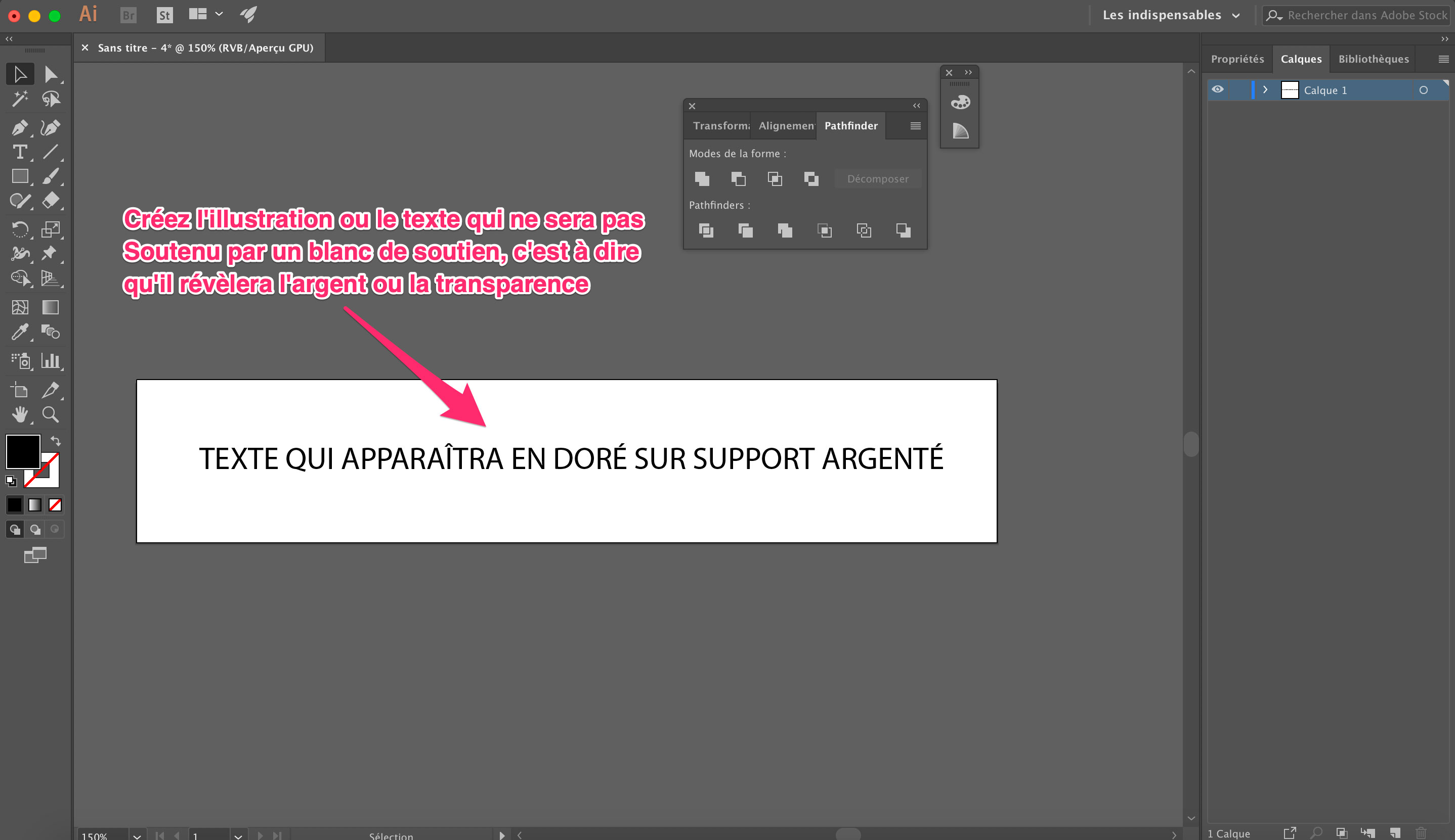 Zone sans blanc de soutien dans Illustrator